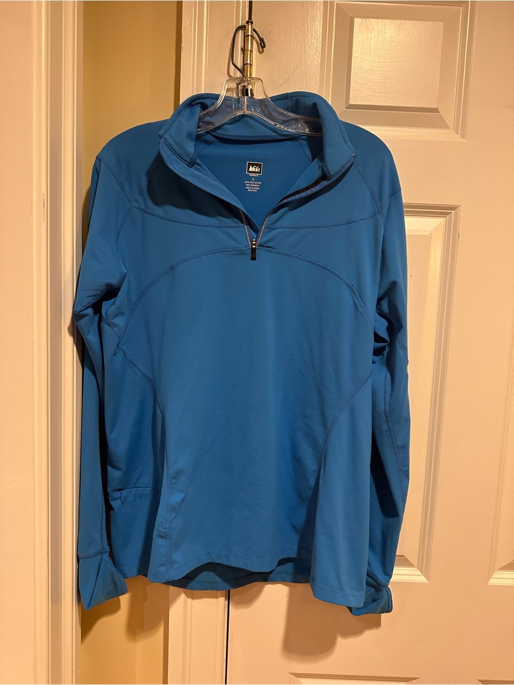 REI Women’s Blue Quarter Zip Performance Pullover Size Large Thumbholes